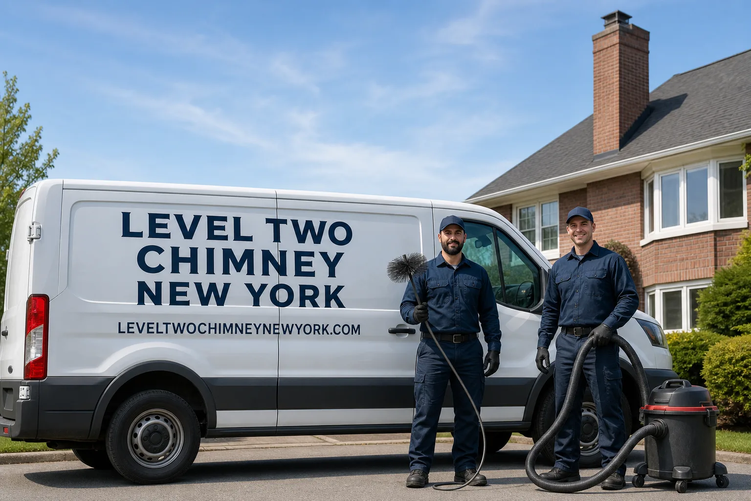 Emberly Chimney Cleaners New York chimney cleaning service vehicle and crew in New York, NY